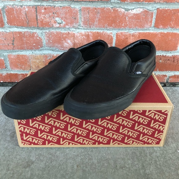 Vans Other - Black Leather Slip-Ons